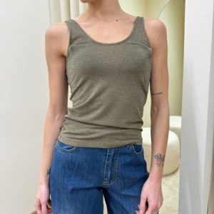 Canotta basic verde con lurex Kontatto