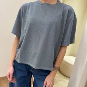 T-shirt basic denim con lurex Kontatto